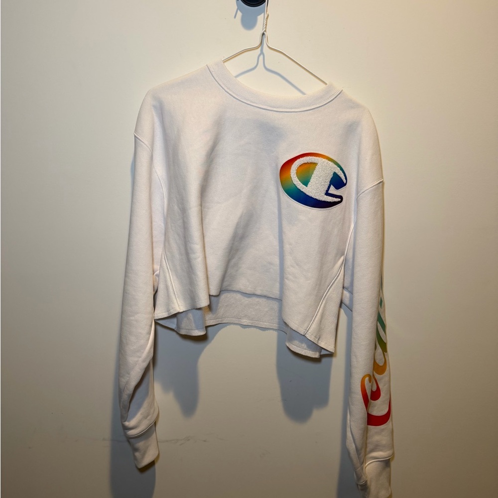 Champion White Cropped Sweatshirt with Coca-Cola logo‎